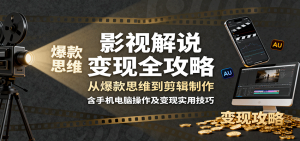 影视解说变现全攻略:从爆款思维到剪辑制作,含手机电脑操作及变现实用技巧-网创资源站
