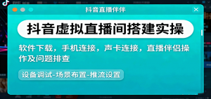 抖音虚拟直播间搭建实操、软件下载，手机连接，声卡连接，直播伴侣操作及问题排查-网创资源站