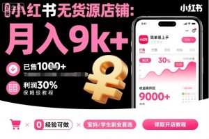 小红书无货源店铺项目,简单易上手,月入9k+,保姆级教程-网创资源站