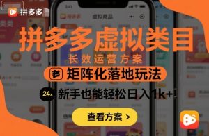 拼多多虚拟类目长效运营方案：矩阵化落地玩法，新手也能轻松日入1k+-网创资源站