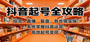 抖音起号全攻略,投流、直播、复盘,各步骤实操,系统掌握抖音运营,高效起号变现-网创资源站
