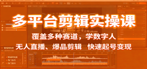 多平台剪辑实操课:覆盖多种赛道,学数字人、无人直播、爆品剪辑,快速起号变现-网创资源站