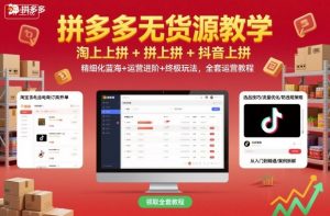 拼多多无货源教学,淘上拼+拼上拼+抖上拼,精细化蓝海+运营进阶+终极玩法,全套运营教程-网创资源站