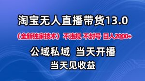 淘宝无人直播13.0,公域私域技术,不封号,不违规布局下半年旺季赛道,日入1K+(独家技术)【揭秘】-网创资源站