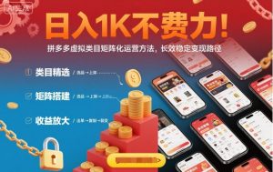 日入1K不费力!拼多多虚拟类目矩阵化运营方法,长效稳定变现路径-网创资源站