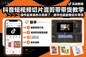 抖音短视频切片混剪带货教学,操作起来真的太简单了,新手也能做切片带货-网创资源站