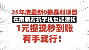 25年底最新0撸暴利项目,在家躺着玩手机也能赚钱,1元提现秒到账,有手…-网创资源站