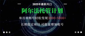 阿尔法托管计划 单账号月入3000-5000,长期稳定项目,新手小白轻松上手。-网创资源站