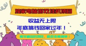 独家电脑游戏挂G项目，常年稳定，收益无上限，年底搞钱回家过年【揭秘】-网创资源站