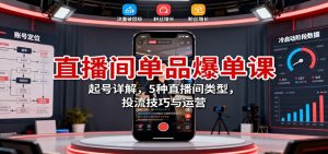直播间单品爆单课：起号详解，5种直播间类型，投流技巧与运营-网创资源站