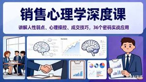 销售心理学深度课,讲解人性弱点、心理操控、成交技巧,36个密码实战应用-网创资源站