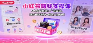 小红书赚钱实操课：5大变现路径+广告渠道，爆品内容制作+辅助工具使用-网创资源站