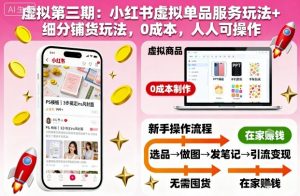 虚拟第三期：小红书虚拟单品服务玩法+细分铺货玩法，0成本，人人可操作(更新)-网创资源站