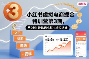小红书虚拟电商掘金特训营第3期，从0到1带你玩小红书虚拟店铺-网创资源站