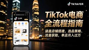 TikTok电商全流程指南，涵盖店铺搭建、选品策略、流量获取，单店月入过万-网创资源站