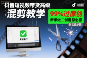 抖音短视频带货高级混剪教学，99%过原创，新手做二创混剪必看-网创资源站