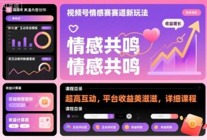 视频号情感赛道新玩法，超高互动，平台收益美滋滋，详细课程-网创资源站