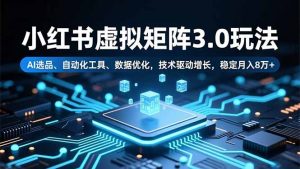 小红书虚拟矩阵3.0玩法，AI选品、自动化工具、数据优化，技术驱动增长，稳定月入8万+-网创资源站