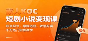 素人KOC短剧小说变现课：账号起号，爆款选题，双端剪辑，千万热门实操教学-网创资源站