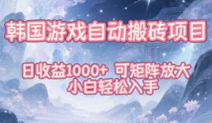韩国游戏自动搬砖项目，日收益1k+，可矩阵放大，小白轻松入手【揭秘】-网创资源站