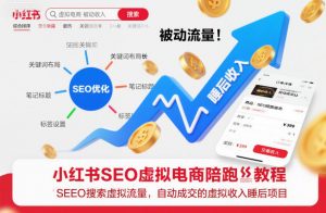 小红书SEO虚拟电商陪跑教程，实现seo搜索被动流量，自动成交的被动收入睡后项目-网创资源站