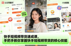 快手短视频带货速成课，手把手教你掌握快手短视频带货的核心技能-网创资源站