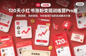 120天小红书涨粉变现训练营Pro版,精准涨粉,高效变现,为你量身打造的实战解决方案-网创资源站