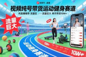视频号带货运动健身赛道，纯直播推荐，流量巨大，单月带货10W+-网创资源站