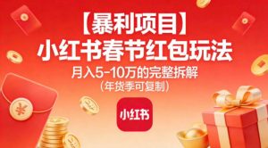 【暴利项目】小红书春节红包玩法月入5W的完整拆解(年货季可复制)-网创资源站