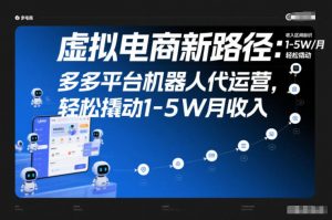 虚拟电商新路径:多多平台机器人代运营,轻松撬动1-5W月收入【揭秘】-网创资源站