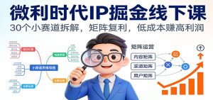 微利时代IP掘金线下课：30个小赛道拆解，矩阵复利，低成本赚高利润-网创资源站