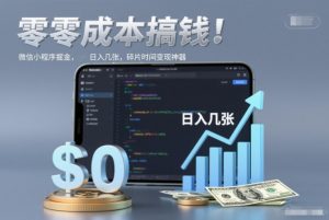 零成本搞钱，微信小程序掘金，简单易操作，日入几张，碎片时间变现神器【揭秘】-网创资源站
