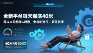 全新平台每天保底40米，零成本无脑挂G项目，全自动运行，解放双手【揭秘】-网创资源站