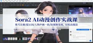 Sora2 AI动漫创作实战课:账号注册/提示词/人物声画一致/短视频变现,轻松出爆款-网创资源站