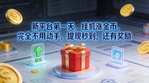 新平台第一天，挂G涨金币，完全不用动手，提现秒到，还有奖励【揭秘】-网创资源站