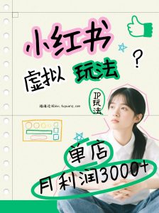 小红书虚拟玩法(铺货流和单品玩法),单店月利润3000+,IP打法+原创商品(0违规)-网创资源站