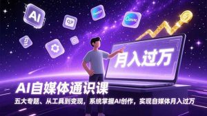 AI自媒体通识课,五大专题、从工具到变现,系统掌握AI创作,实现自媒体月入过万-网创资源站