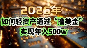 2026年如何轻资产通过“撸美金”实现年入500w-网创资源站