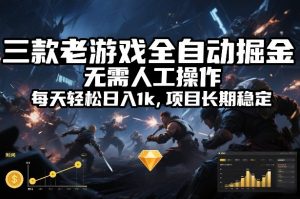 三款老游戏全自动掘金，无需人工操作，每天轻松日入1k，项目长期稳定【揭秘】-网创资源站