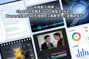 AI电影大师课:ChatGPT写脚本+Suno做配乐+Nano Banana生图+Veo生视频,打造爆款短片-网创资源站
