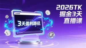 2026TK掘金直播课，起号涨粉+直播带货+商单变现+3天打通盈利路径，月入过万美金-网创资源站
