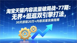 淘宝天猫内容流量破局战-77期:无界+逛逛双引擎打法,30天获取20万+内容流量实操指南-网创资源站