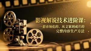 影视解说技术进阶课:一套市场化的、从文案到成片的完整内容生产方法-网创资源站