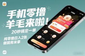 手机零撸薅羊毛来啦！20秒搞定一单，纯零撸日入2张，做就有米拿【揭秘】-网创资源站