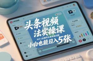 头条视频玩法实操课，从0-1全细节头条所有问题，小白也能日入5张-网创资源站