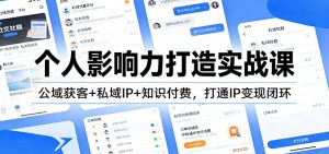 个人影响力打造实战课：公域获客+私域IP+知识付费，打通IP变现闭环-网创资源站