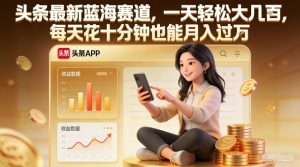 头条最新蓝海赛道，一天轻松大几张，每天花十分钟也能月入过1W【揭秘】-网创资源站