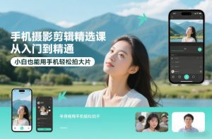 手机摄影剪辑精选课,从入门到精通,小白也能用手机轻松拍大片-网创资源站