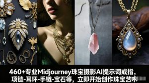 460+专业Midjourney珠宝摄影AI提示词戒指，项链-耳环-手链-宝石等，立即开始创作珠宝艺术-网创资源站