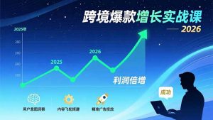 跨境爆款增长实战课，教授用户意图洞察、内容飞轮搭建、精准广告投放，助力卖家2026年利润倍增-网创资源站